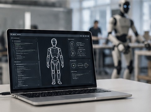 Computer connected to a humanoid robot